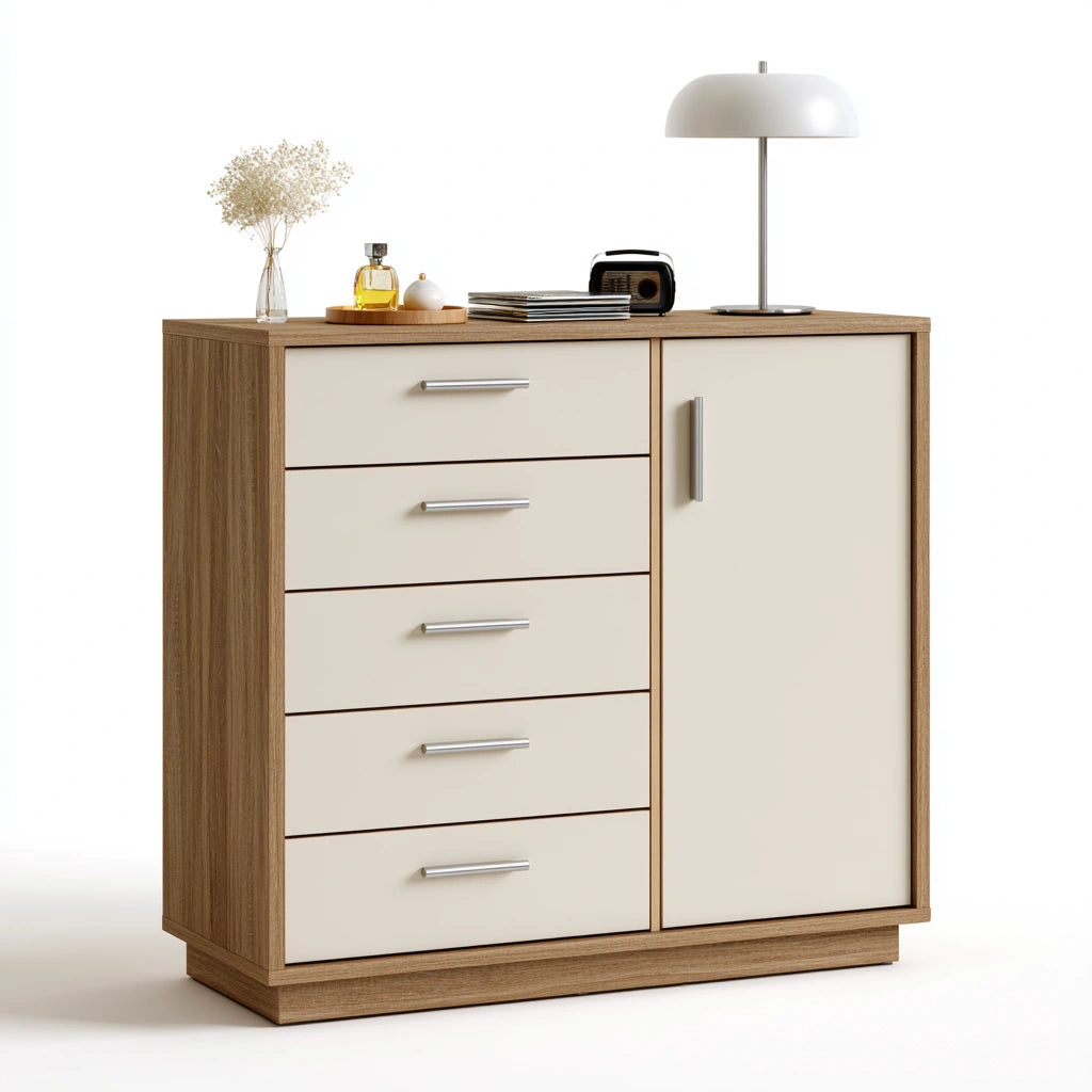 Meuble de rangement en bois, coloris brun naturel