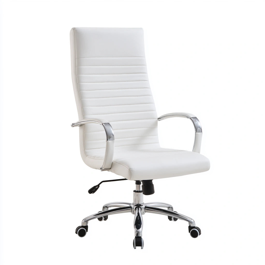 Fauteuil de bureau ergonomique aux lignes épurées à dossier haut, coloris blanc