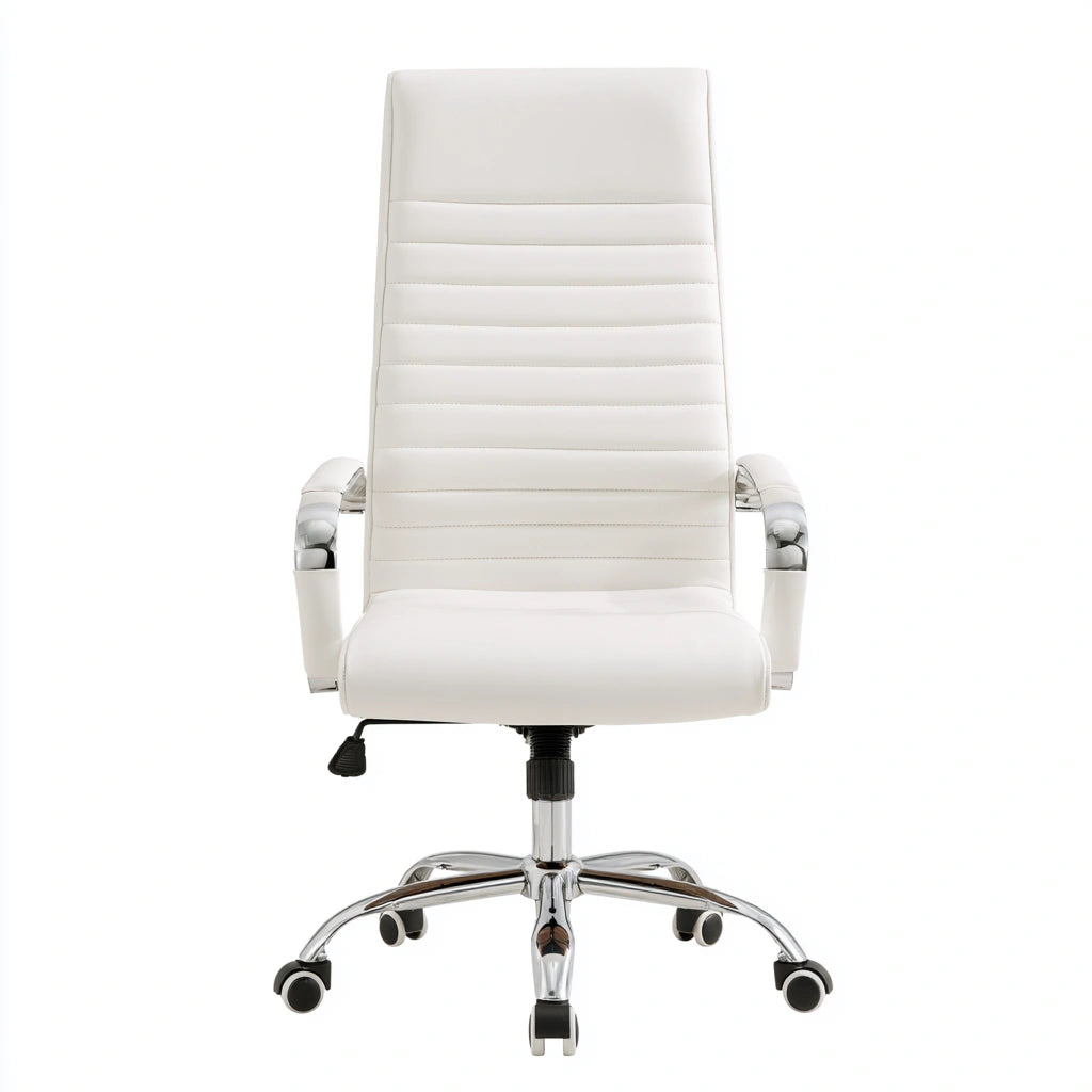 Fauteuil de bureau ergonomique aux lignes épurées à dossier haut, coloris blanc