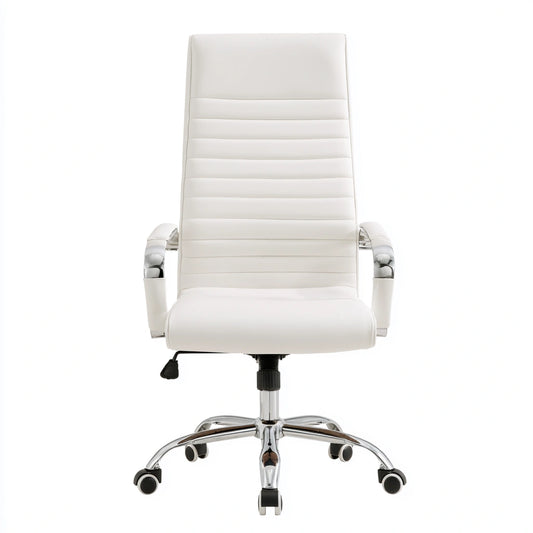 Fauteuil de bureau ergonomique aux lignes épurées à dossier haut, coloris blanc
