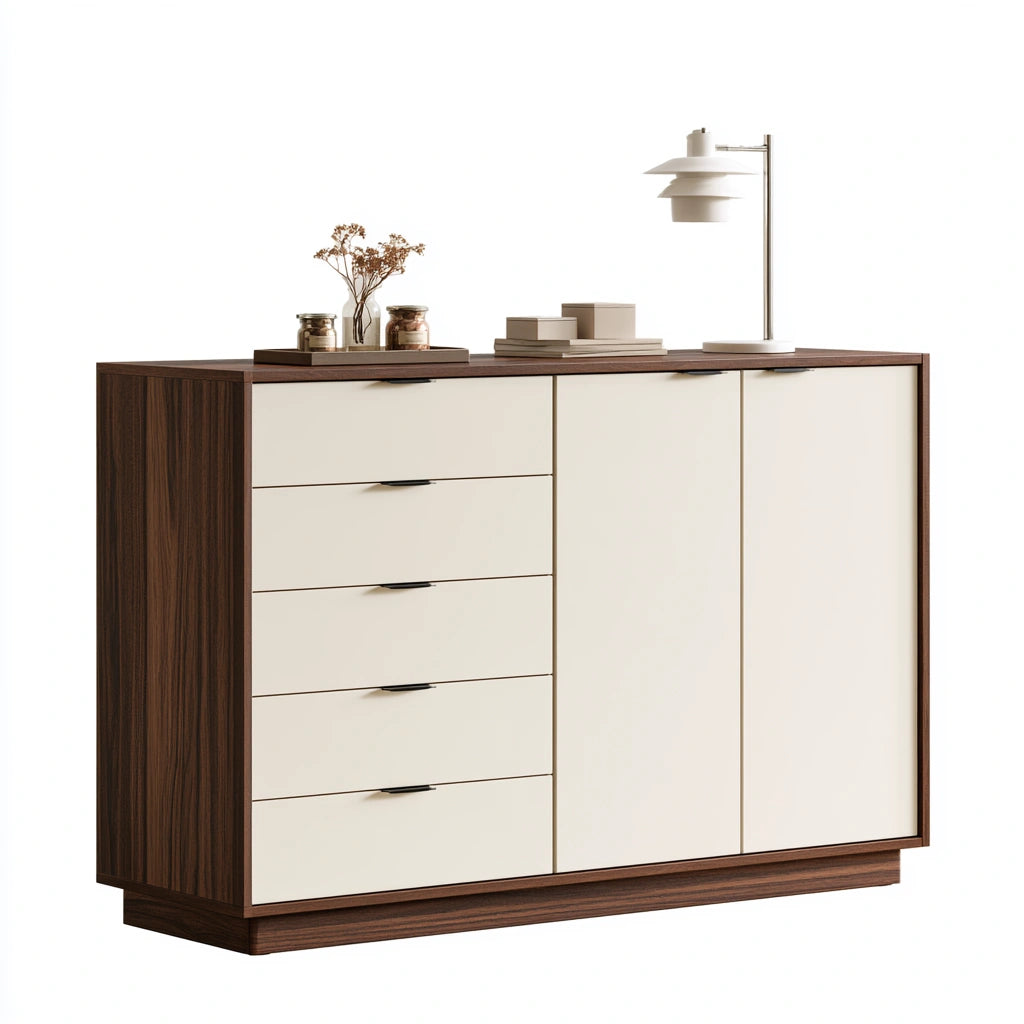 Meuble de rangement en bois, coloris brun foncé