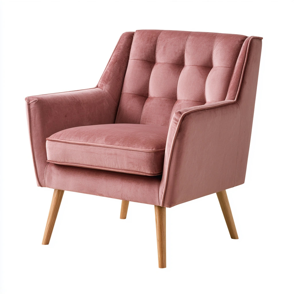 Fauteuil d'appoint aux lignes épurées, coloris rose poudré et taupe