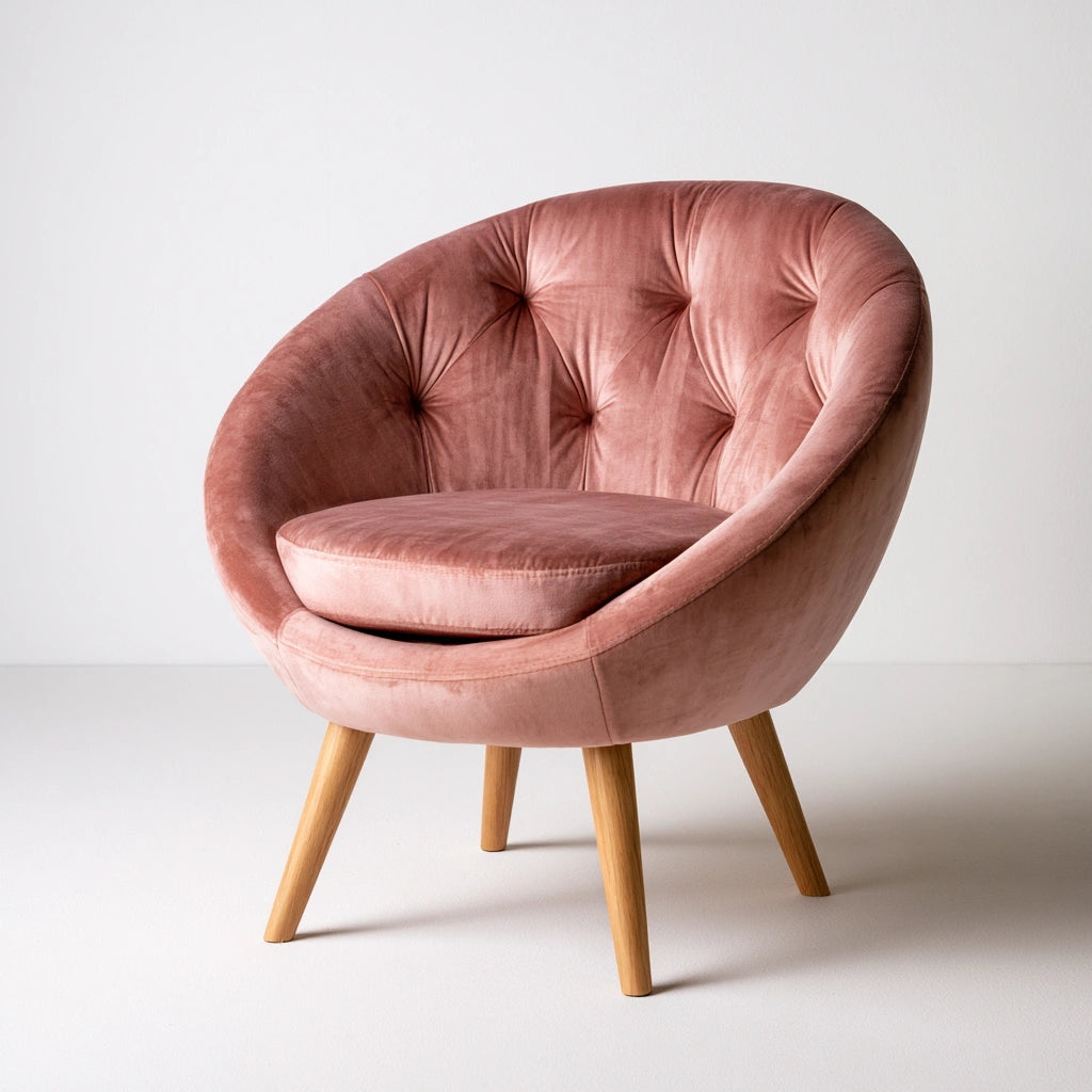 Fauteuil d'appoint en velours, coloris rose poudré