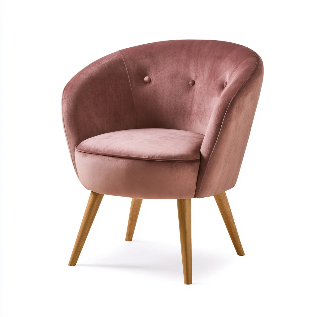 Fauteuil d'appoint en velours, coloris rose poudré
