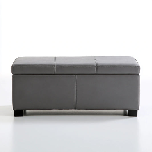 Banc coffre rembourré en similicuir, coloris gris