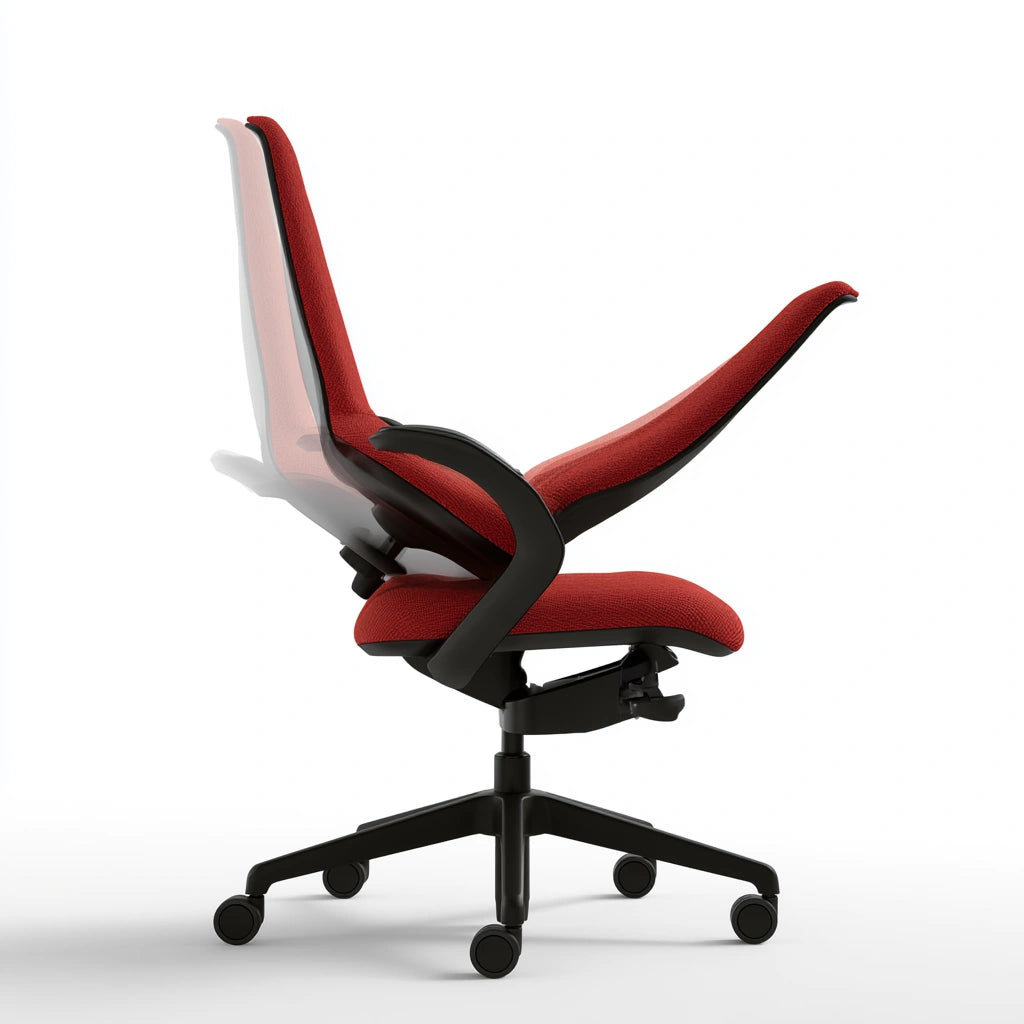 Fauteuil de bureau ergonomique aux lignes épurées, coloris rouge et noir